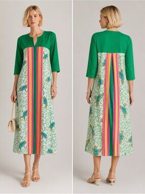 Vintage Lilly Pulitzer Parrot Print Midi Dress 80s 90s Macau Zip Front  Size M